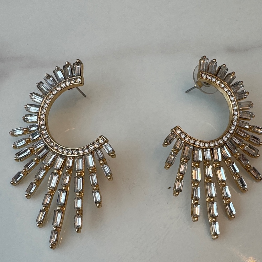 Elegant Gold and Silver Fan Earrings